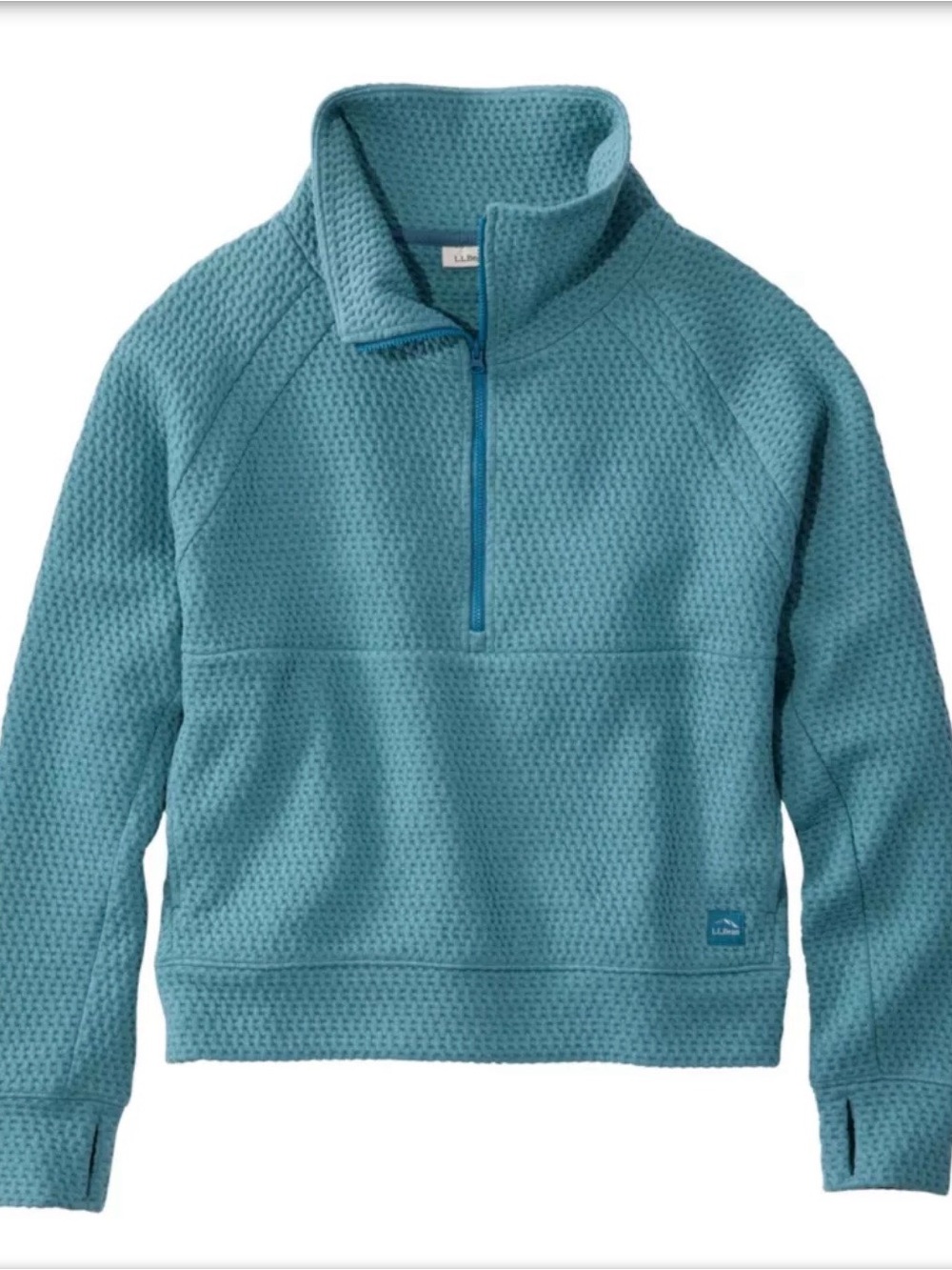 LLBean Rich Blue Quarter-Zip Waffle Pullover in 3X
